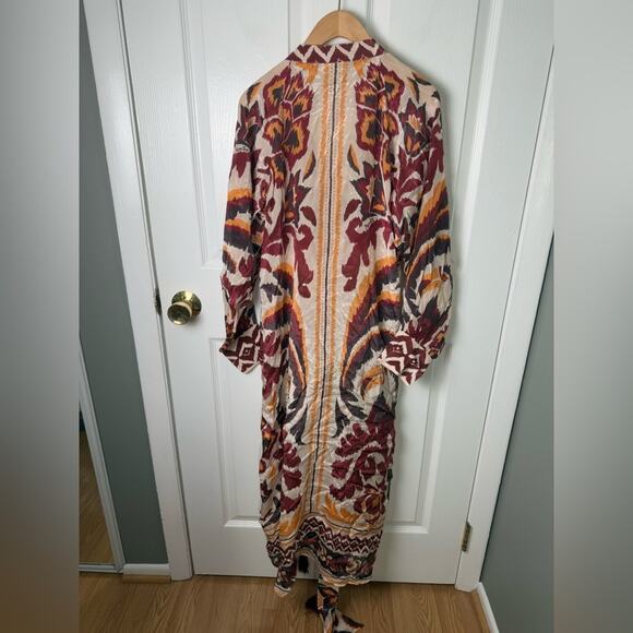 Farm Rio Cream Toucans Scarf Maxi Dress S - Picture 7 of 10